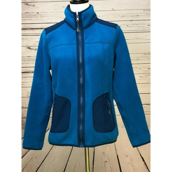 Green Tea Small Fleece Jacket Full Zip Coat Blue Anthropologie Womens Aqua - Picture 2 of 11